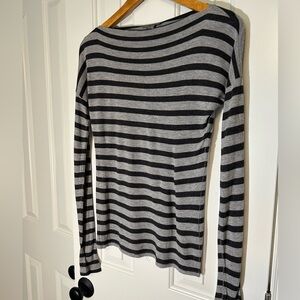 Vince Gray Striped Boatneck T-Shirt